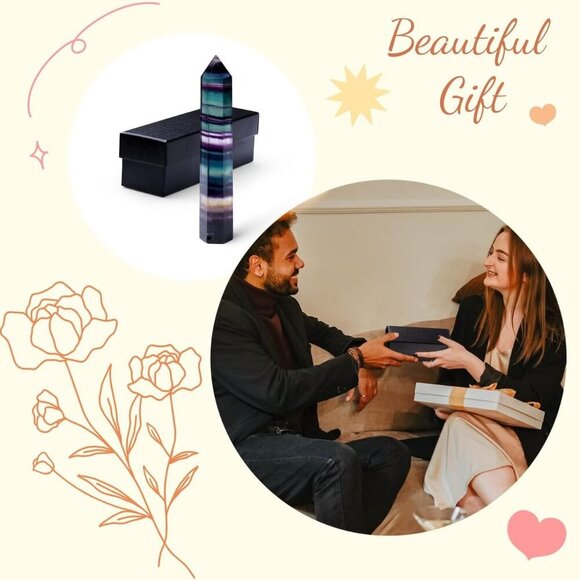 3.7-4" Fluorite Crystal Wand Healing Crystals Tower Gemstones Hexagonal Pointed - Picture 6 of 6